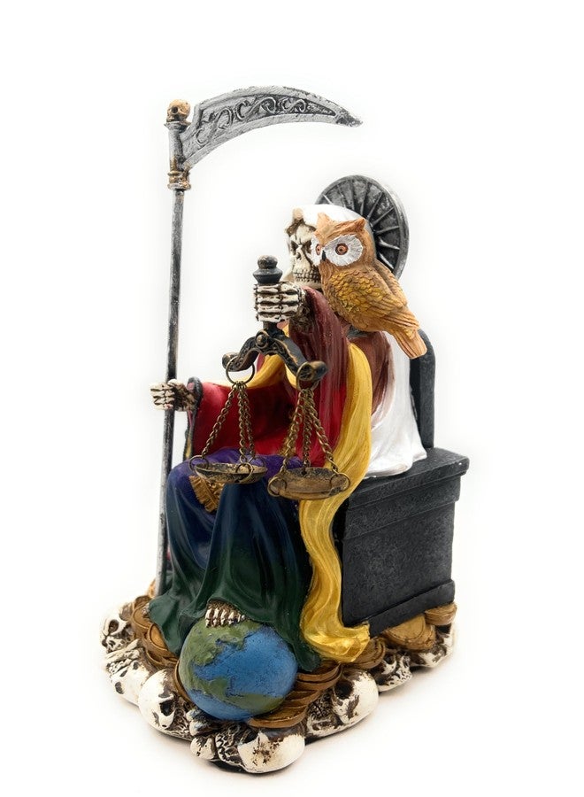 RUSTIX Santa Muerte Statue, La Santa Muerte Figurine, Saint of Holy Death, Sacred Symbol of Protection and Spirituality, Seated Religious Decor, Muerte de la Muerte Altar Piece (Multicolor) - Image 2